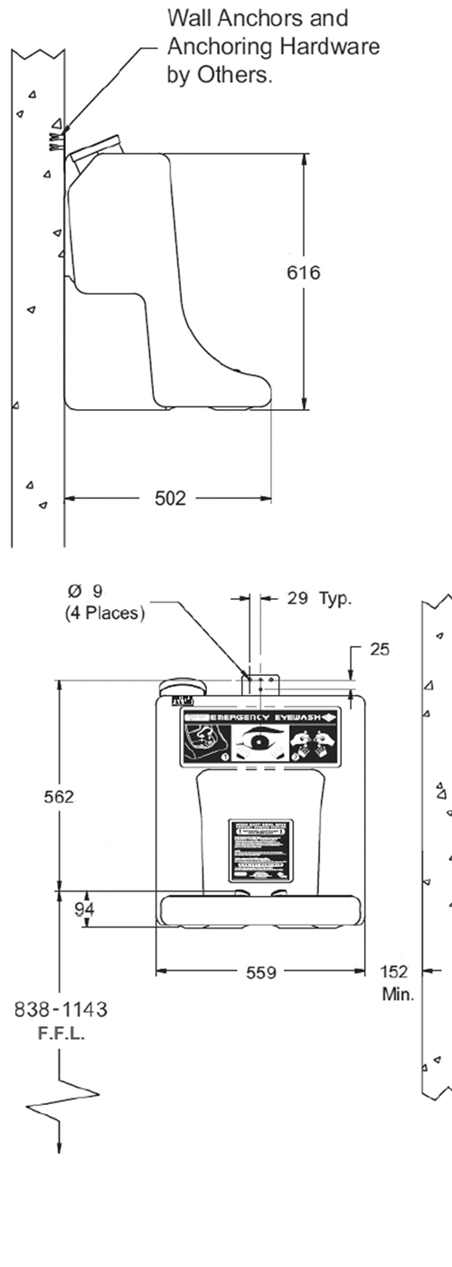 portable eye wash station dimensions